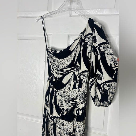 Reformation Persephone Print One Shoulder High Slit Midi Dress Sz 4 - Picture 3 of 14